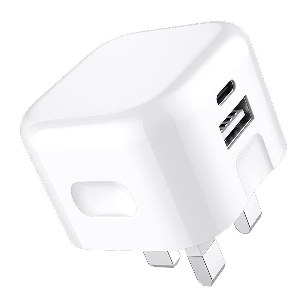 Cargador doble de red AA 38 W USB-A (QC 18 W) USB-C (PD 20 W) | Blanco